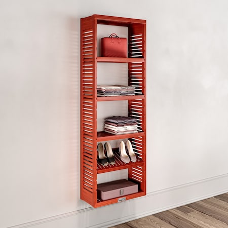 John Louis Home Solid Wood 12in. Deep Storage Tower with Shelves Red Mahogany JLH-302-R